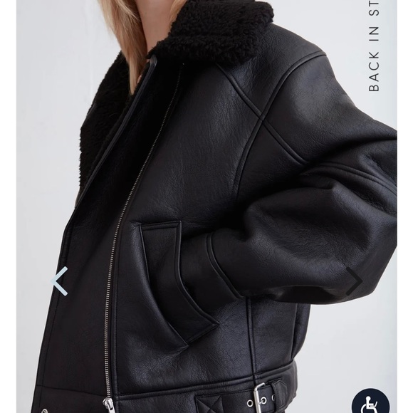 Oak+Fort Aviator Faux Leather Jacket - Picture 4 of 6